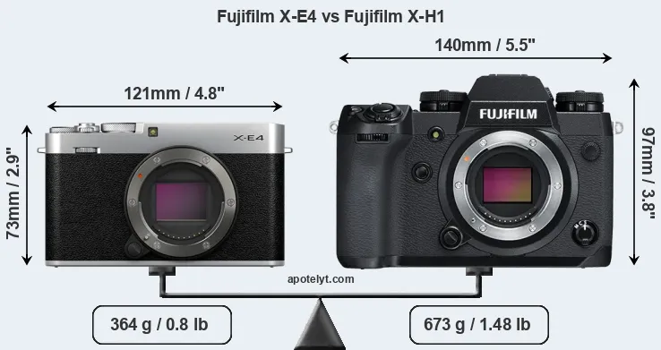 Size Fujifilm X-E4 vs Fujifilm X-H1