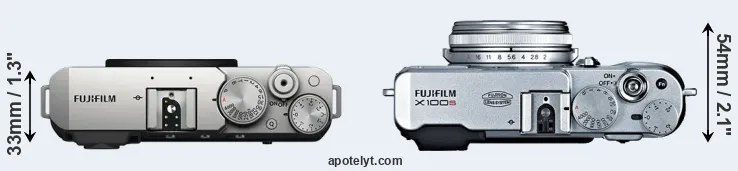 Compare X-E4 versus X100S top