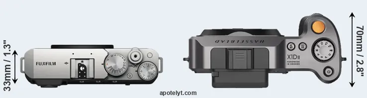 Compare X-E4 versus X1D II top