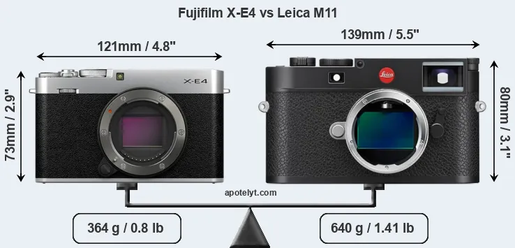 Size Fujifilm X-E4 vs Leica M11