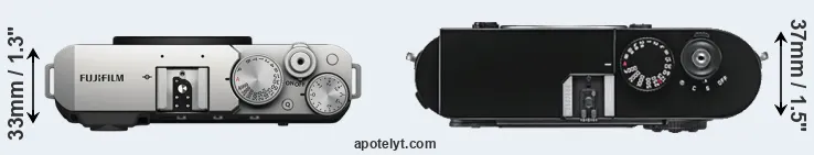 Compare X-E4 versus M9 top