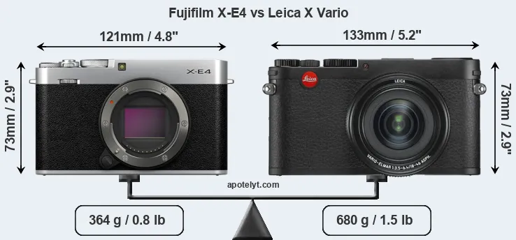 Size Fujifilm X-E4 vs Leica X Vario