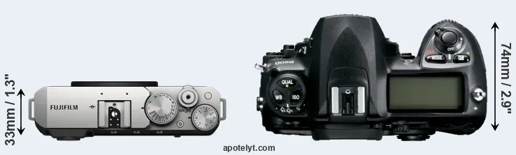 Compare X-E4 versus D200 top