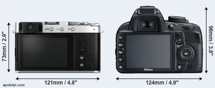 Comparison X-E4 or D3100 rear