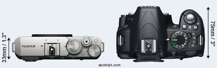 Compare X-E4 versus D3100 top