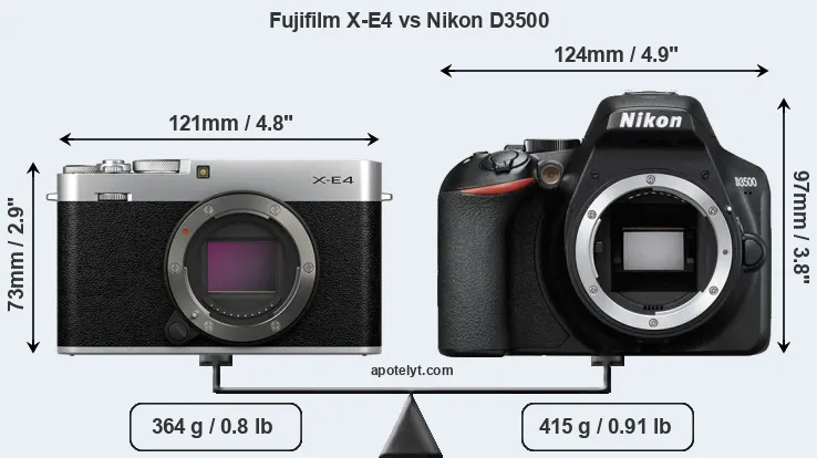 Size Fujifilm X-E4 vs Nikon D3500
