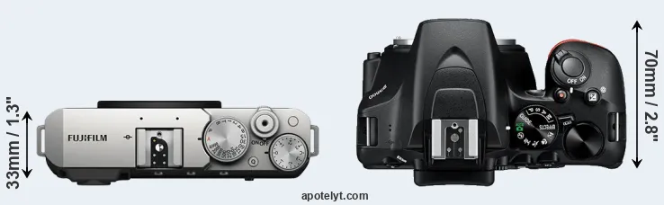 Compare X-E4 versus D3500 top