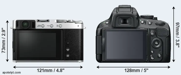 Comparison X-E4 or D5100 rear