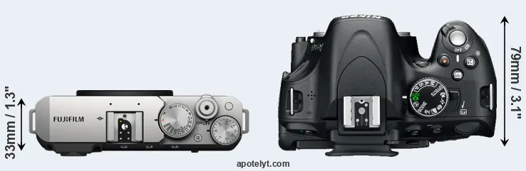 Compare X-E4 versus D5100 top