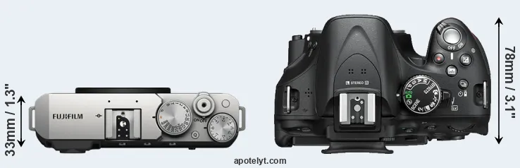 Compare X-E4 versus D5200 top