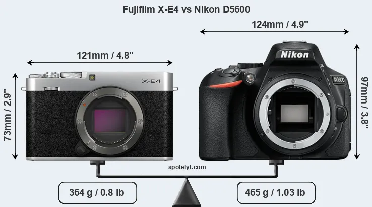 Size Fujifilm X-E4 vs Nikon D5600