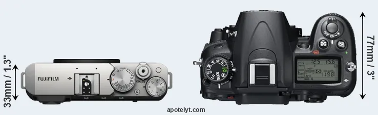 Compare X-E4 versus D7000 top