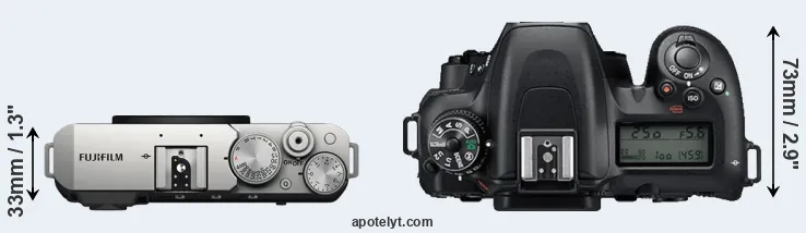 Compare X-E4 versus D7500 top