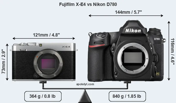 Size Fujifilm X-E4 vs Nikon D780