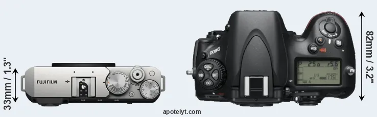 Compare X-E4 versus D800 top