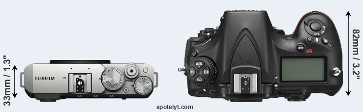 Compare X-E4 versus D810 top