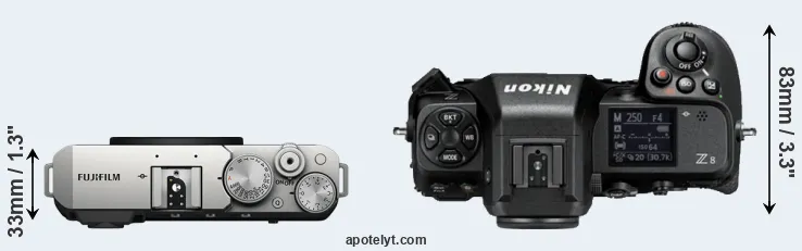Compare X-E4 versus Z8 top