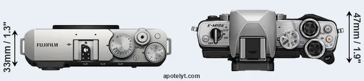 Compare X-E4 versus E-M10 II top