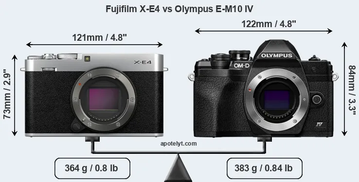 Size Fujifilm X-E4 vs Olympus E-M10 IV