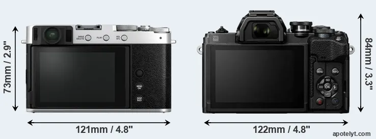 Comparison X-E4 or E-M10 IV rear