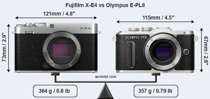 Size Fujifilm X-E4 vs Olympus E-PL8