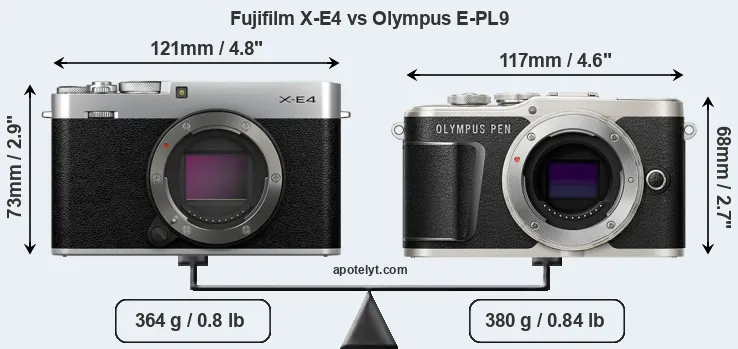 Size Fujifilm X-E4 vs Olympus E-PL9