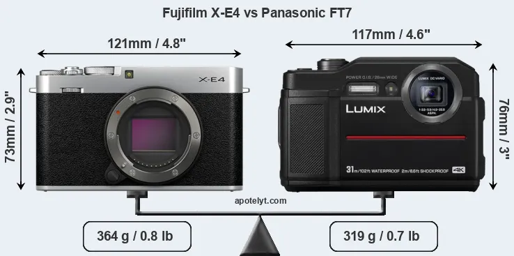 Size Fujifilm X-E4 vs Panasonic FT7