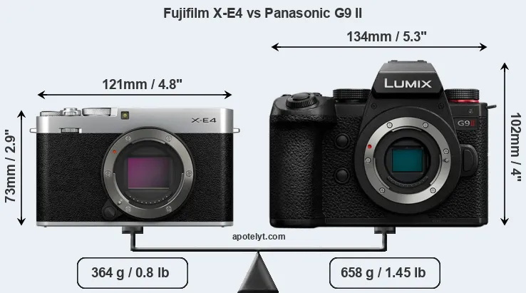 Size Fujifilm X-E4 vs Panasonic G9 II