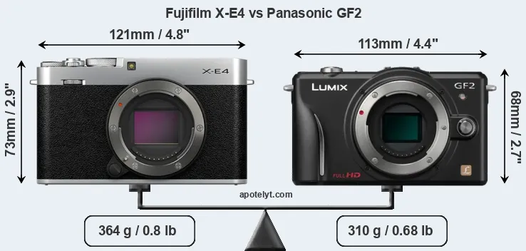 Size Fujifilm X-E4 vs Panasonic GF2