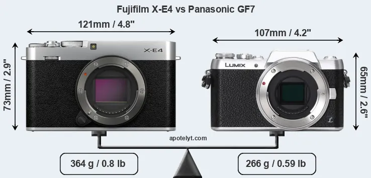 Size Fujifilm X-E4 vs Panasonic GF7