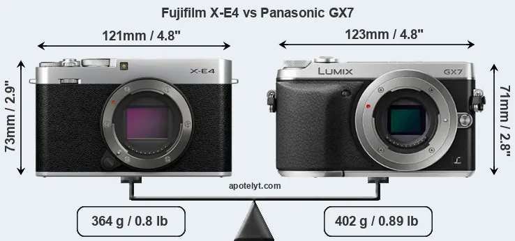 Size Fujifilm X-E4 vs Panasonic GX7
