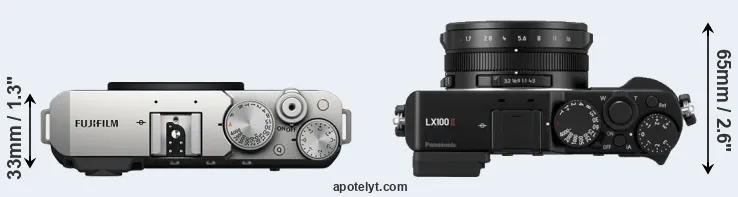 Compare X-E4 versus LX100 II top