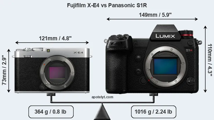 Size Fujifilm X-E4 vs Panasonic S1R