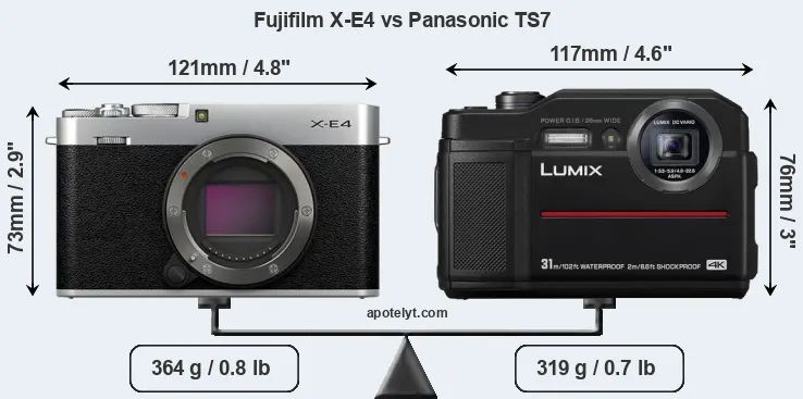 Size Fujifilm X-E4 vs Panasonic TS7