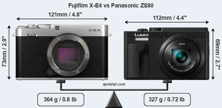 Size Fujifilm X-E4 vs Panasonic ZS80