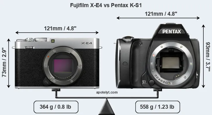 Size Fujifilm X-E4 vs Pentax K-S1