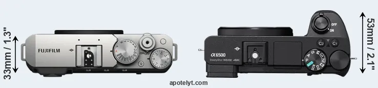 Compare X-E4 versus A6500 top