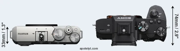 Compare X-E4 versus A7 III top