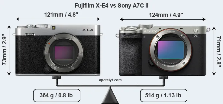 Size Fujifilm X-E4 vs Sony A7C II