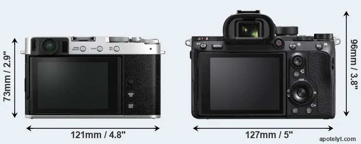 Comparison X-E4 or A7R IIIA rear