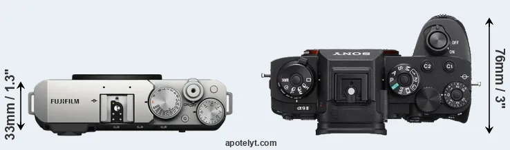 Compare X-E4 versus A9 II top