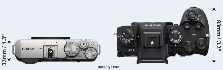 Compare X-E4 versus A9 III top