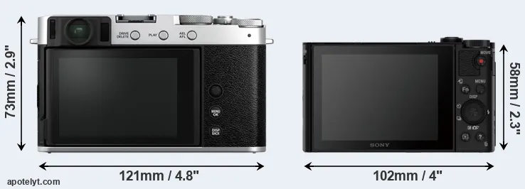Comparison X-E4 or HX90V rear