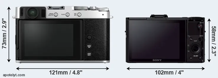 Comparison X-E4 or RX100 II rear