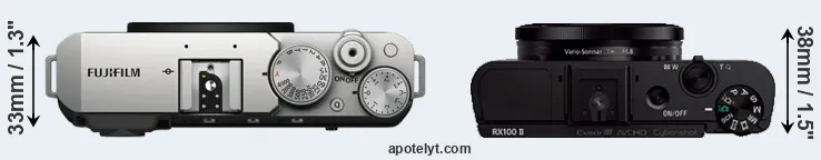 Compare X-E4 versus RX100 II top
