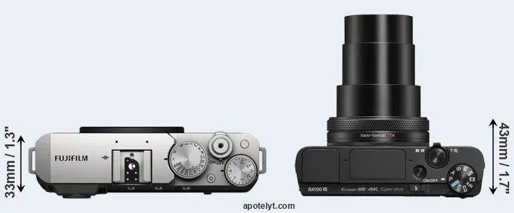 Compare X-E4 versus RX100 VII top
