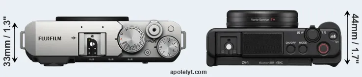 Compare X-E4 versus ZV-1 top