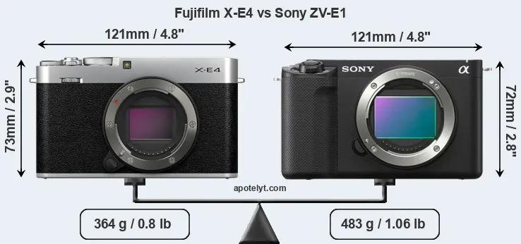 Size Fujifilm X-E4 vs Sony ZV-E1