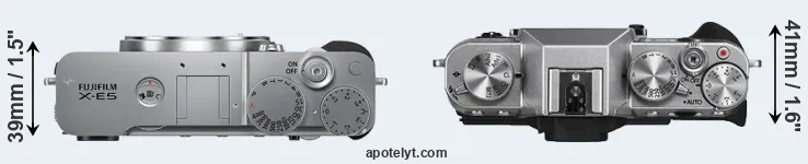 Compare X-E5 versus X-T10 top
