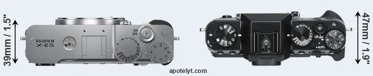 Compare X-E5 versus X-T30 top